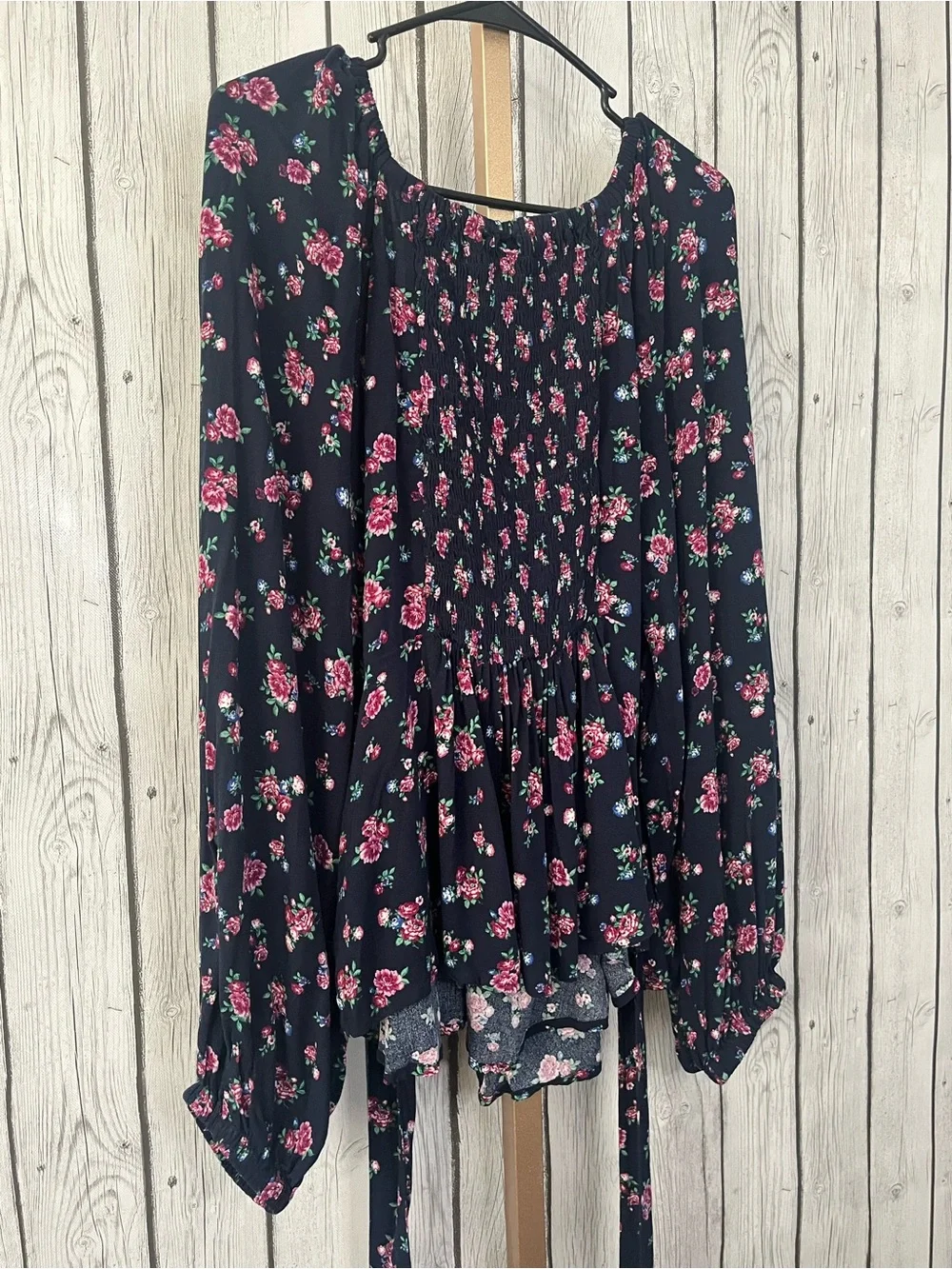 Old Navy NWT Puff-Sleeve Smocked Wrap Blouse XL Floral Boho Cottagecore